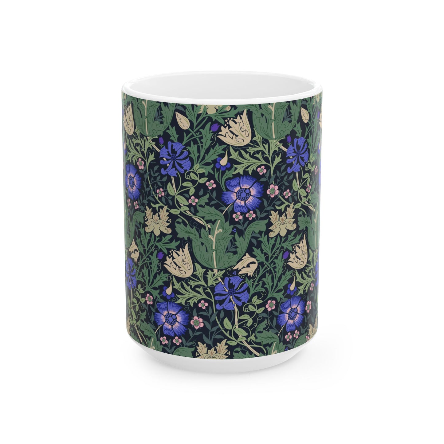 Ceramic Mug inspired by William Morris in an Arts & Crafts pattern called Compton Collection (Bluebell Cottage)