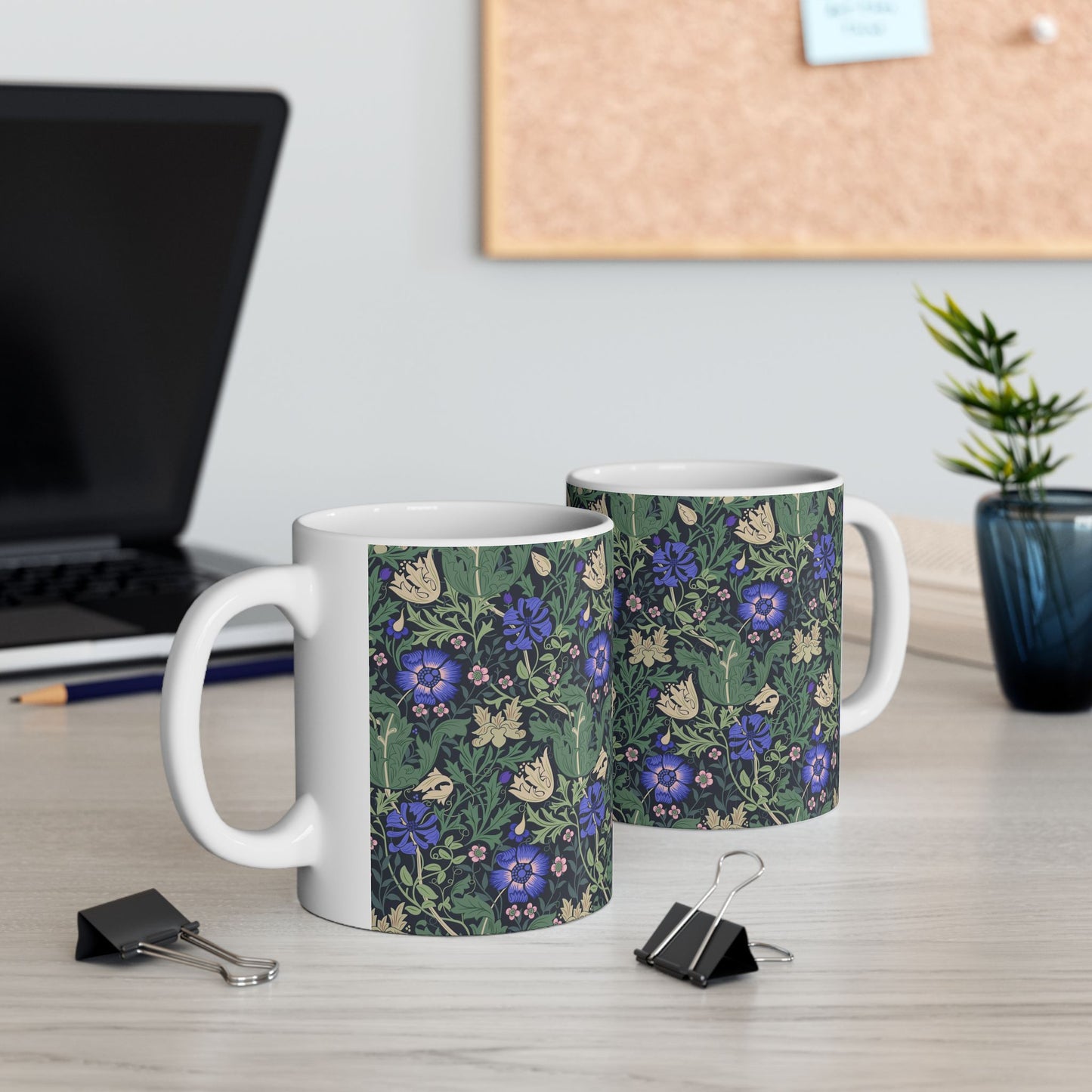 Ceramic Mug inspired by William Morris in an Arts & Crafts pattern called Compton Collection (Bluebell Cottage)