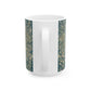 Ceramic Mug designed for William Morris & Co by May Morris  in a green floral pattern called Melsetter Collection (Evergreen Teal)