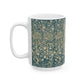 Ceramic Mug designed for William Morris & Co by May Morris  in a green floral pattern called Melsetter Collection (Evergreen Teal)