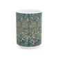 Ceramic Mug designed for William Morris & Co by May Morris  in a green floral pattern called Melsetter Collection (Evergreen Teal)