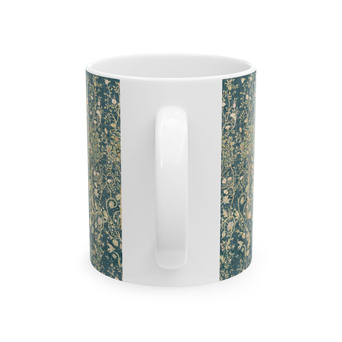  Ceramic Mug designed for William Morris & Co by May Morris  in a green floral pattern called Melsetter Collection (Evergreen Teal)