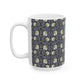 A ceramic mug with a floral pattern inspired by William Morris - Pimpernel Collection in lavender colour.