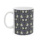 A ceramic mug with a floral pattern inspired by William Morris - Pimpernel Collection in lavender colour.