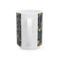 A white ceramic mug with a yellow and green floral pattern from the Collection called Seaweed inspired by William Morris.
