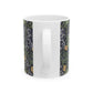 A white ceramic mug with a yellow and green floral pattern from the Collection called Seaweed inspired by William Morris.