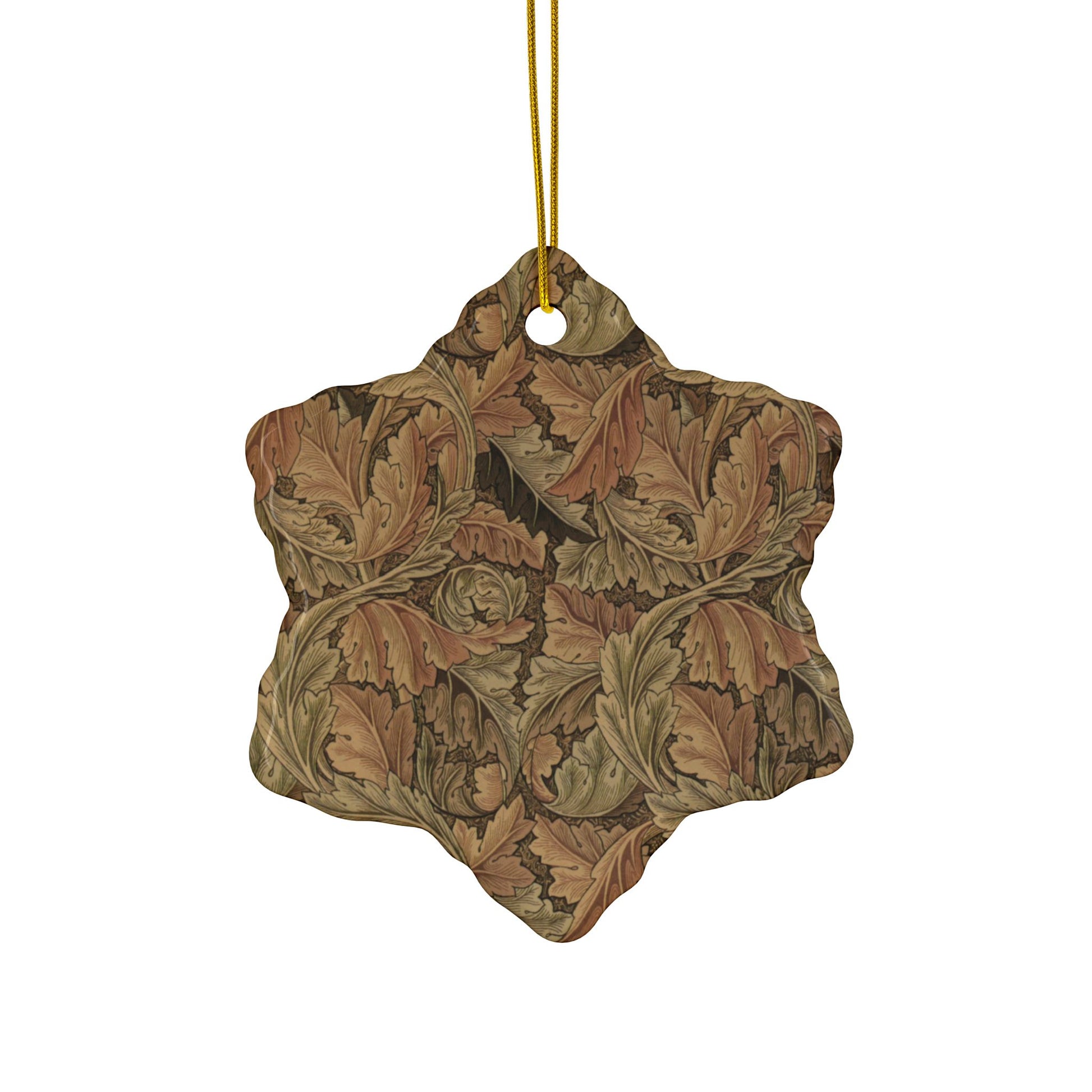 Decorative leaf-patterned ornament on a white background