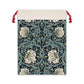 A rectangular Christmas-themed linen drawstring bag with a floral pattern inspired by William Morris's design, in a slate colour.