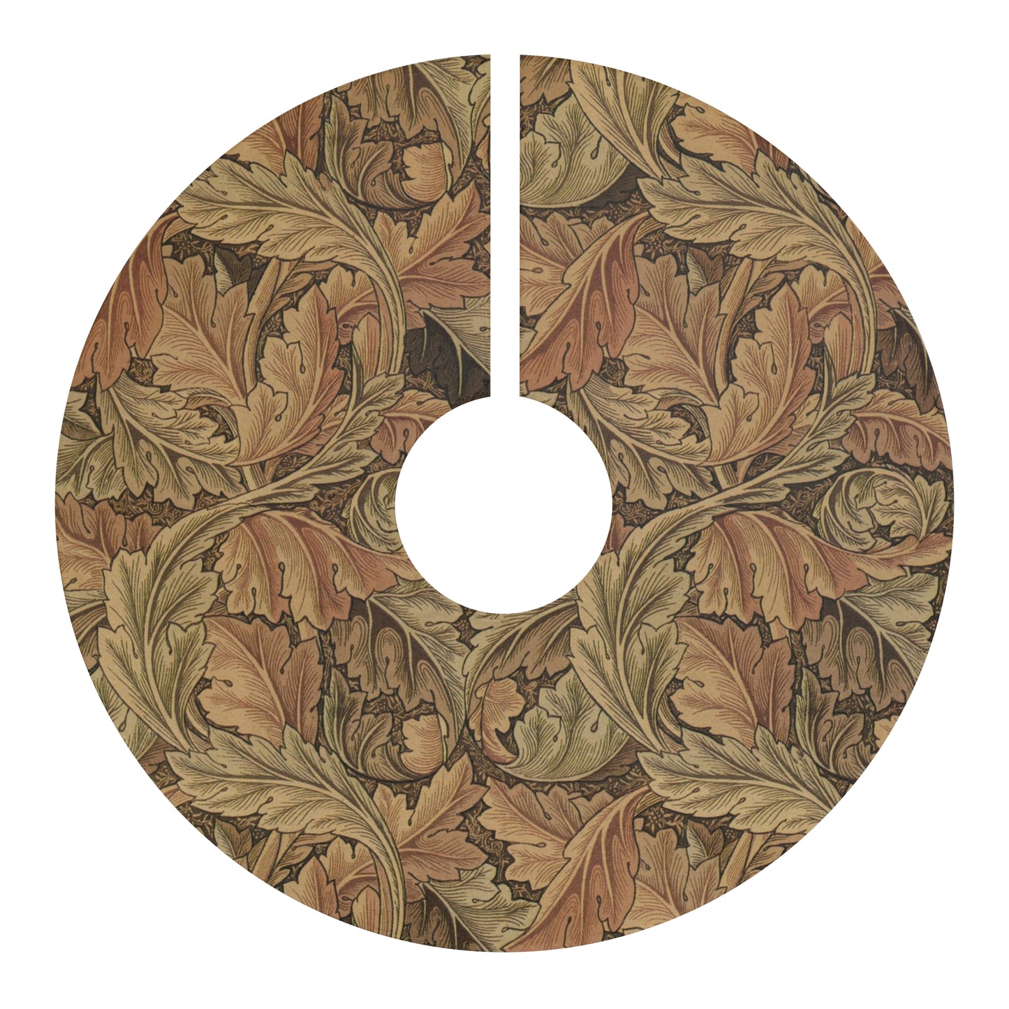 Round leaf-patterned tree skirt on a white background