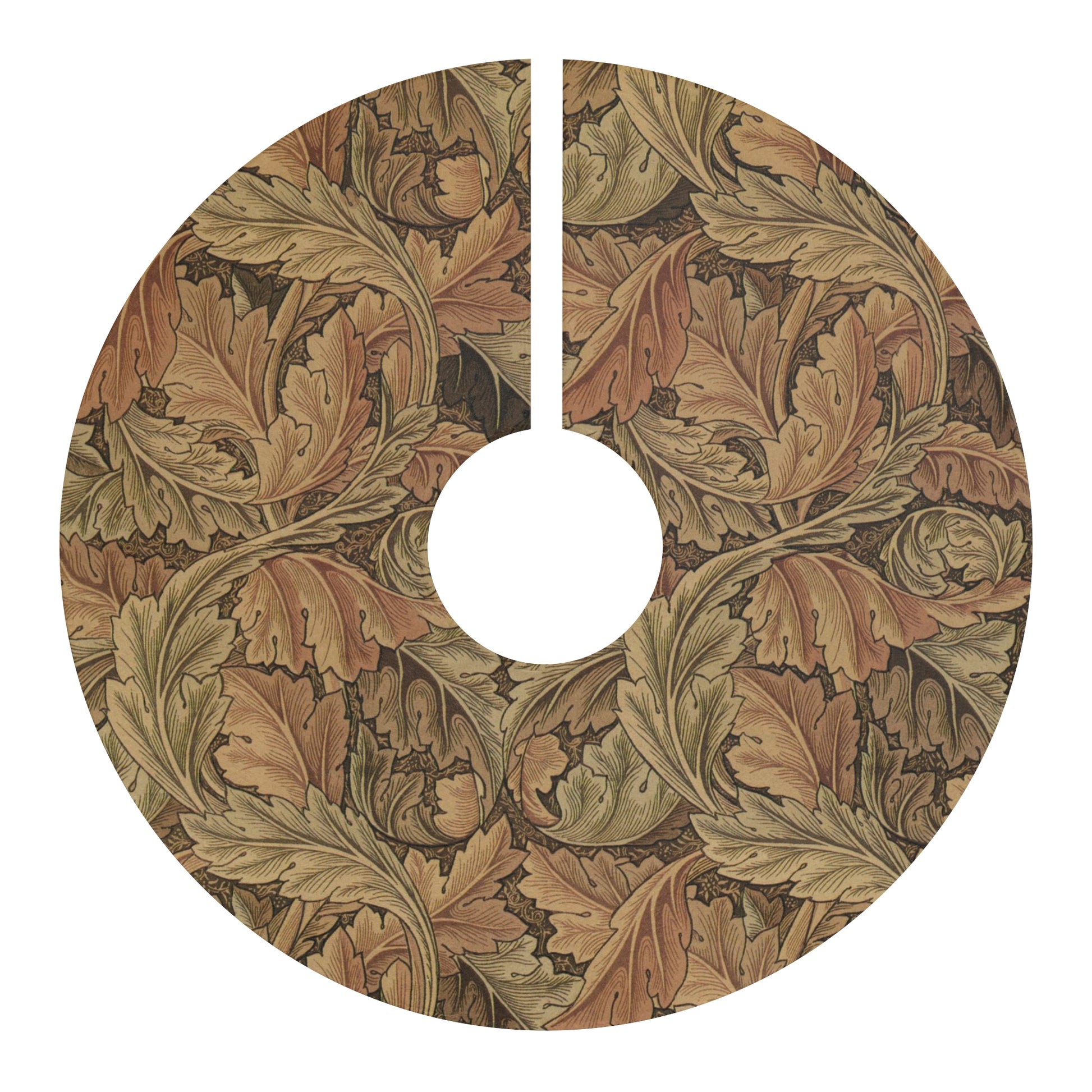 Round leaf-patterned tree skirt on a white background
