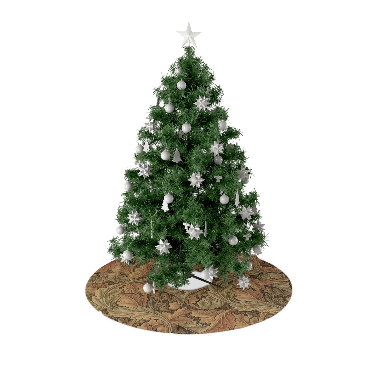 Decorated Christmas tree with ornaments on a white background