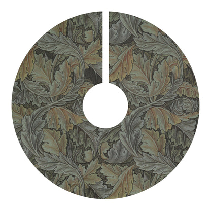 Decorative tree skirt with leaf pattern on a white background