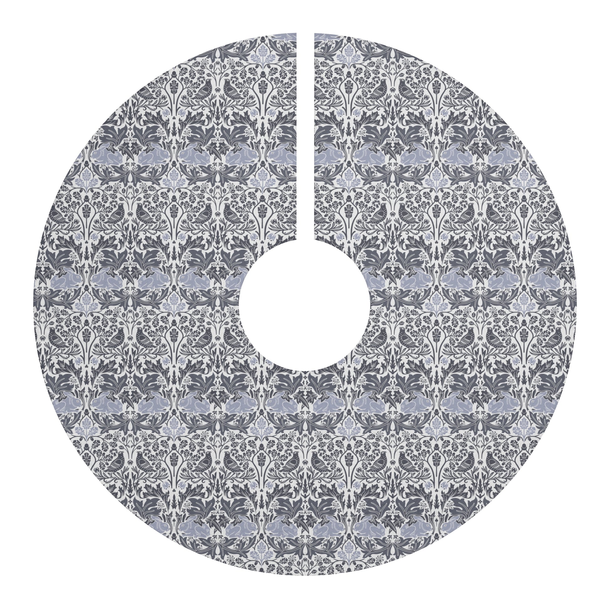 Decorative tree skirt with intricate pattern on a white background