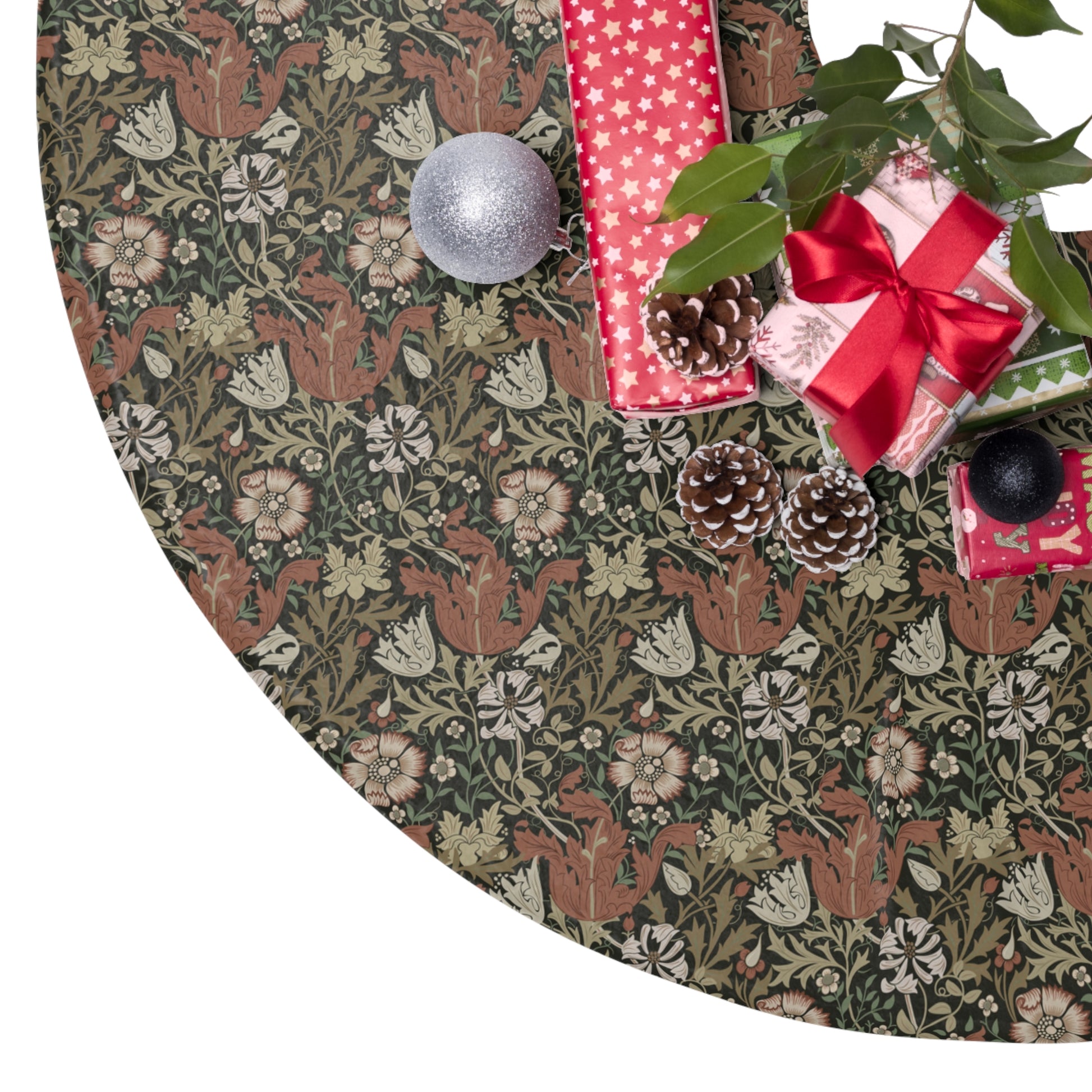 Christmas Tree Skirt inspired by William Morris & Co in a pattern called Compton Collection (Moor Cottage)