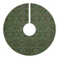 Green patterned Christmas tree skirt on a white background