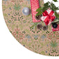 Decorative table runner with floral pattern and Christmas decorations on a white background