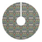 Decorative Christmas tree skirt with a colorful pattern on a white background
