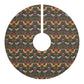 Decorative tree skirt with a floral and bird pattern on a white background