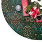 Christmas Tree Skirt by William Morris & Co in a pattern called Tulip Collection in green, red, blue, yellow and white