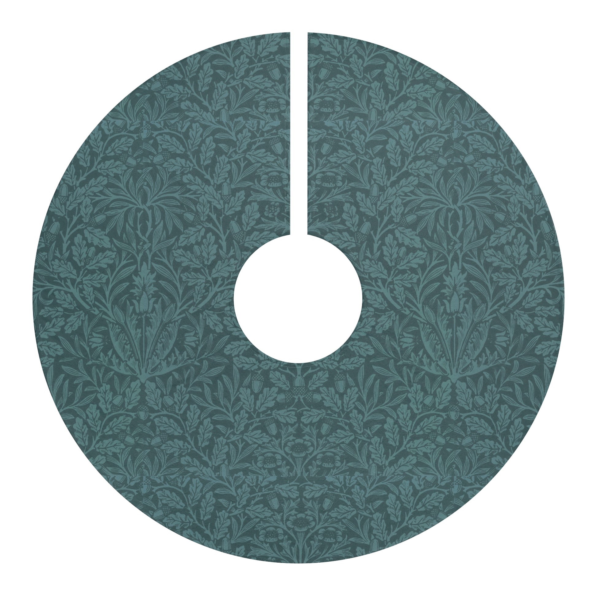 Christmas Tree Skirt  by William Morris & Co in a pattern called Acorn & Oak Leaves Collection in a floral teal colour