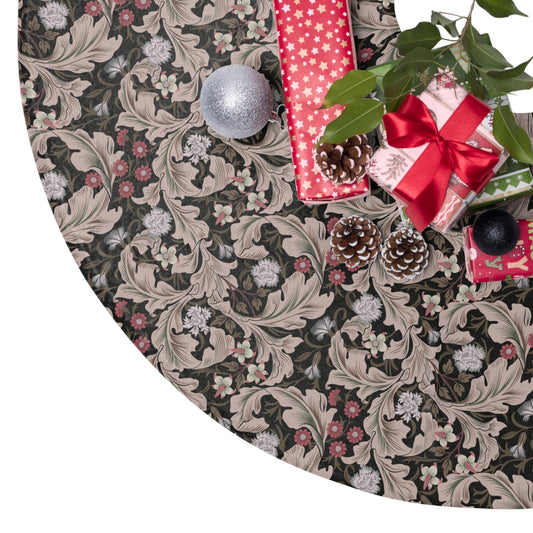 Christmas Tree Skirt by William Morris & Co in a floral pattern called Leicester Collection (Mocha)