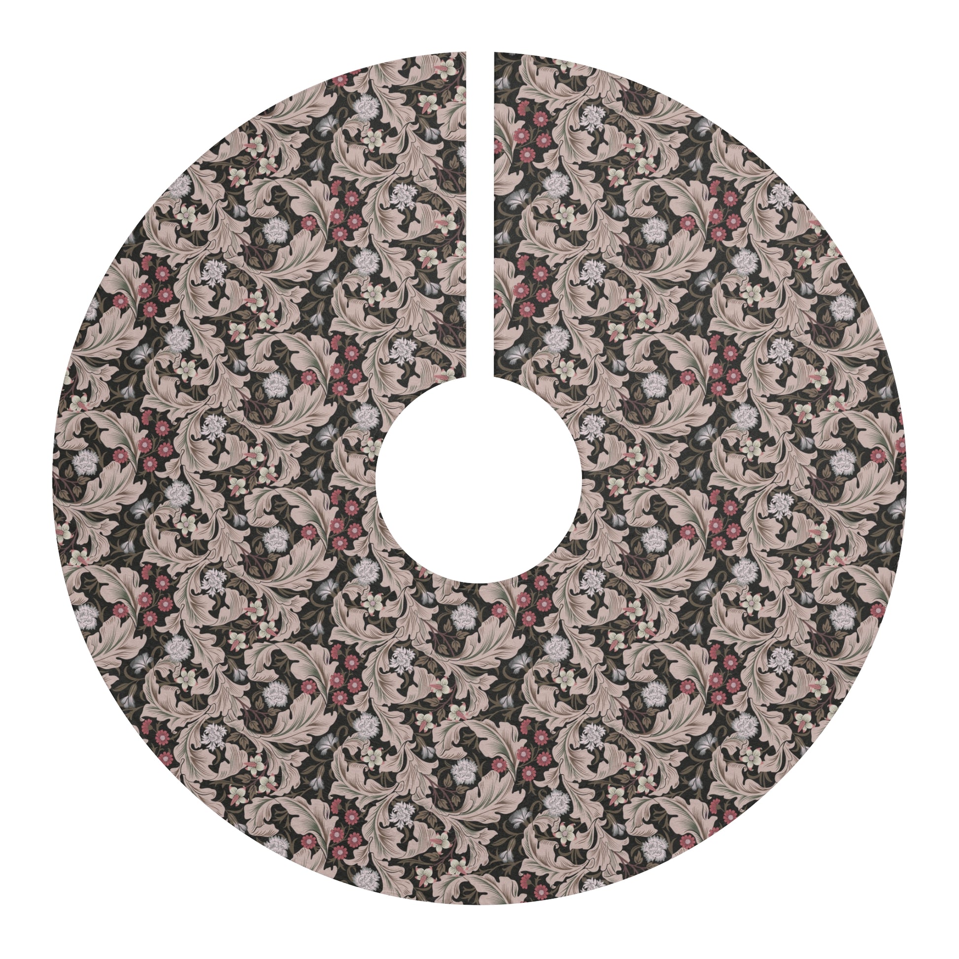 Christmas Tree Skirt by William Morris & Co in a floral pattern called Leicester Collection (Mocha)