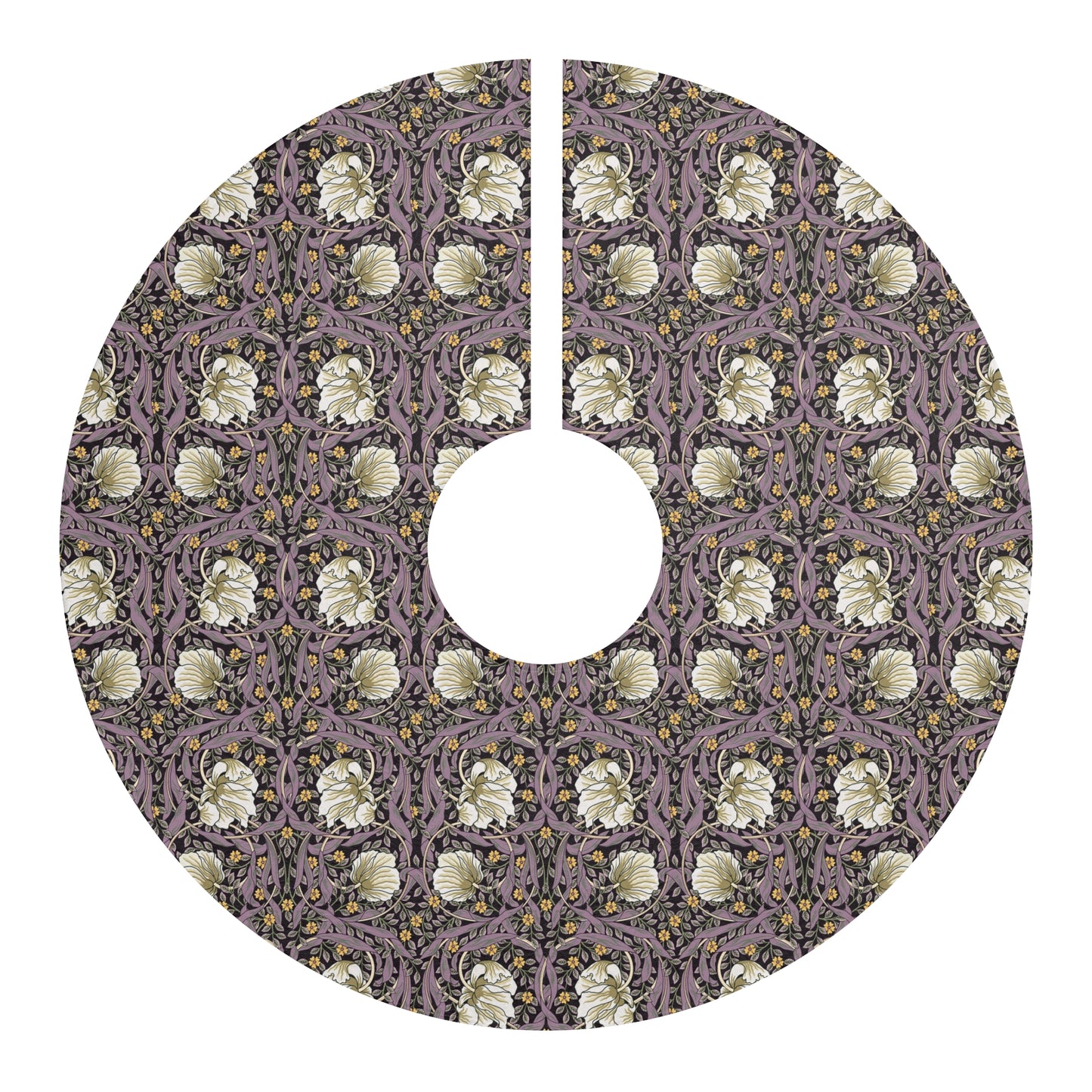 Decorative tree skirt with floral pattern on a white background