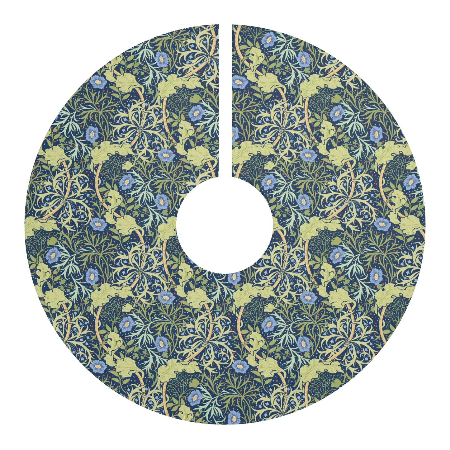 Christmas Tree Skirt inspired by William Morris - Seaweed Collection (Blue Flowers)