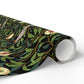 Roll of wrapping paper with nature-themed design on a white background