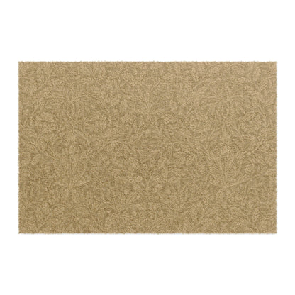 Rectangular beige doormat with an acorns and oak leaves pattern from a William Morris & Co floral pattern
