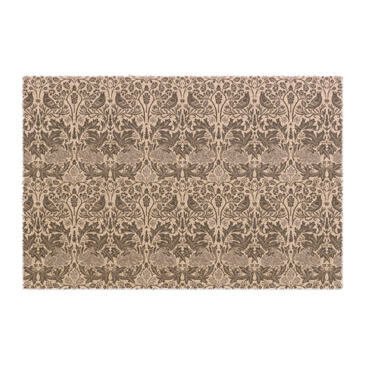 Patterned coconut coir hard wearing door mat with intricate floral and rabbit design from William Morris & Co 