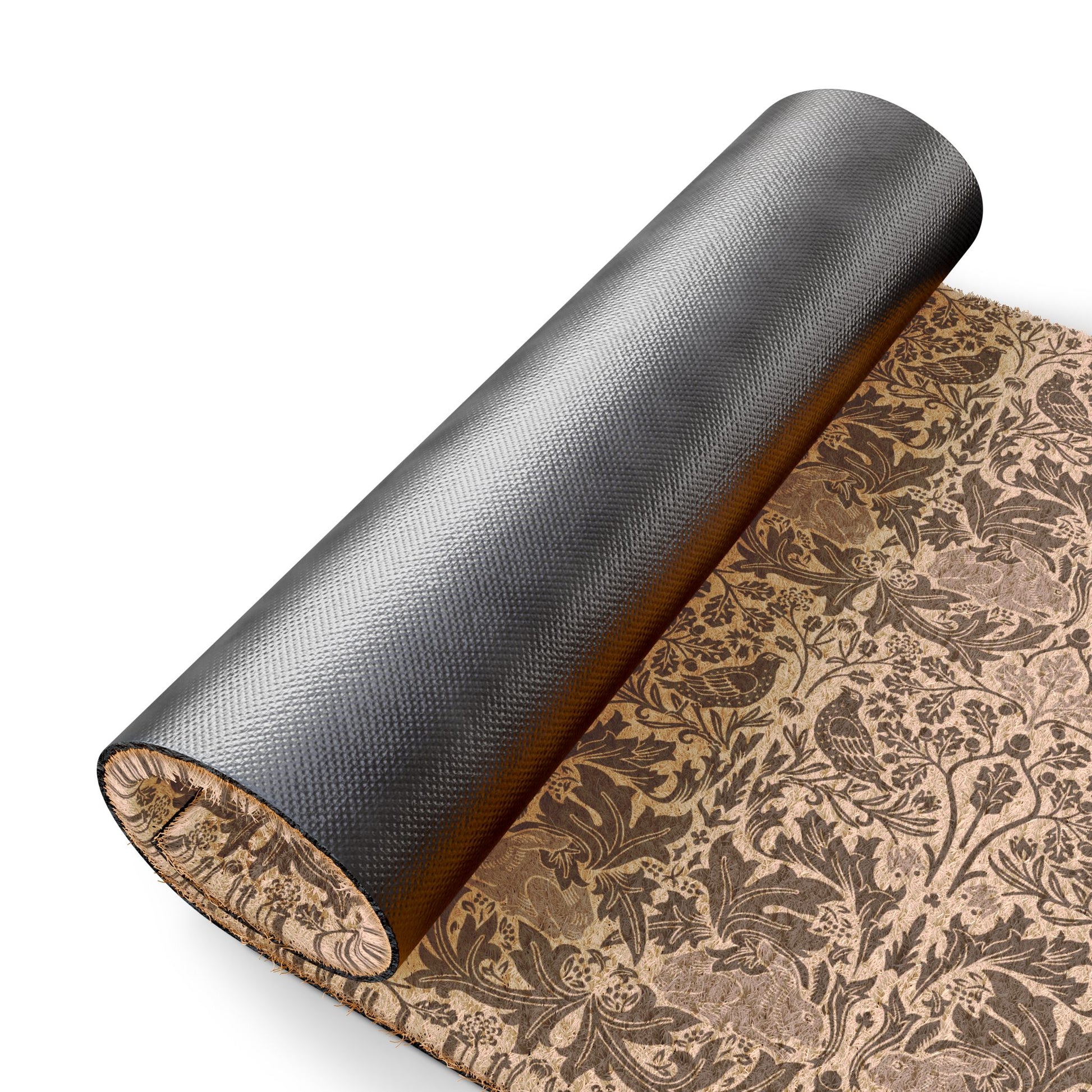 Patterned coconut coir hard wearing door mat with intricate floral and rabbit design from William Morris & Co 