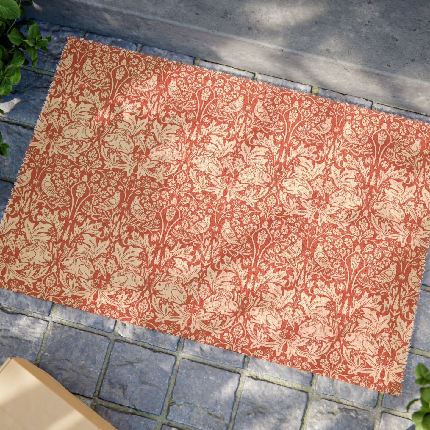 Coconut Coir Doormat inspired by William Morris & Co - Brer Rabbit Collection (Red) floral pattern