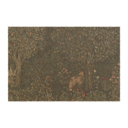 Coconut Coir Doormat in floral dark green inspired by William Morris & Co - Greenery Collection (Fox)
