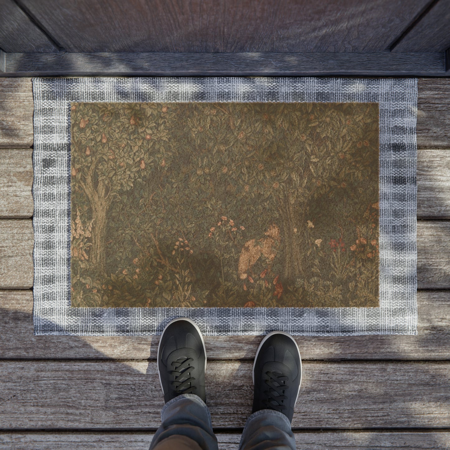 Coconut Coir Doormat in floral dark green inspired by William Morris & Co - Greenery Collection (Fox)