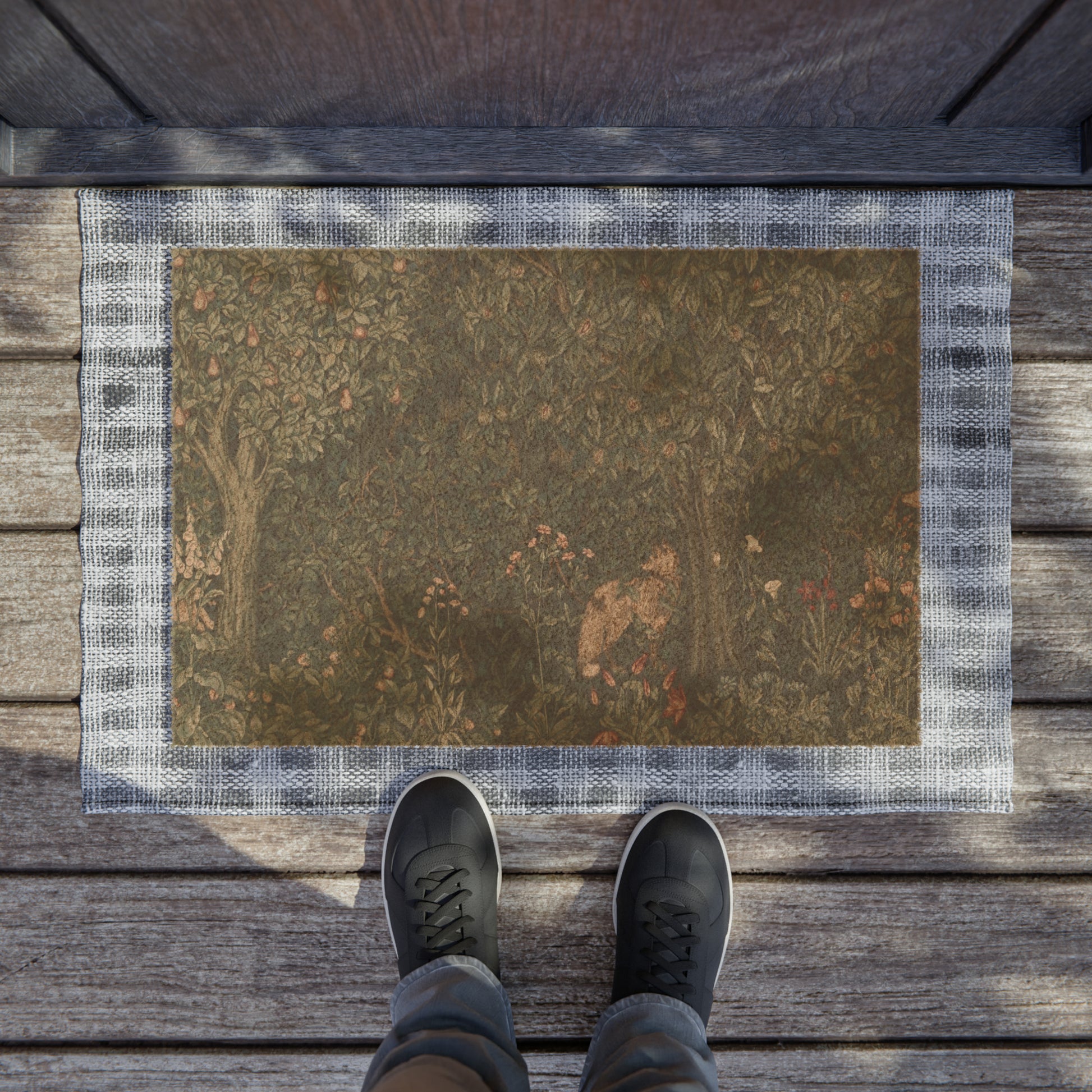 Coconut Coir Doormat in floral dark green inspired by William Morris & Co - Greenery Collection (Fox)