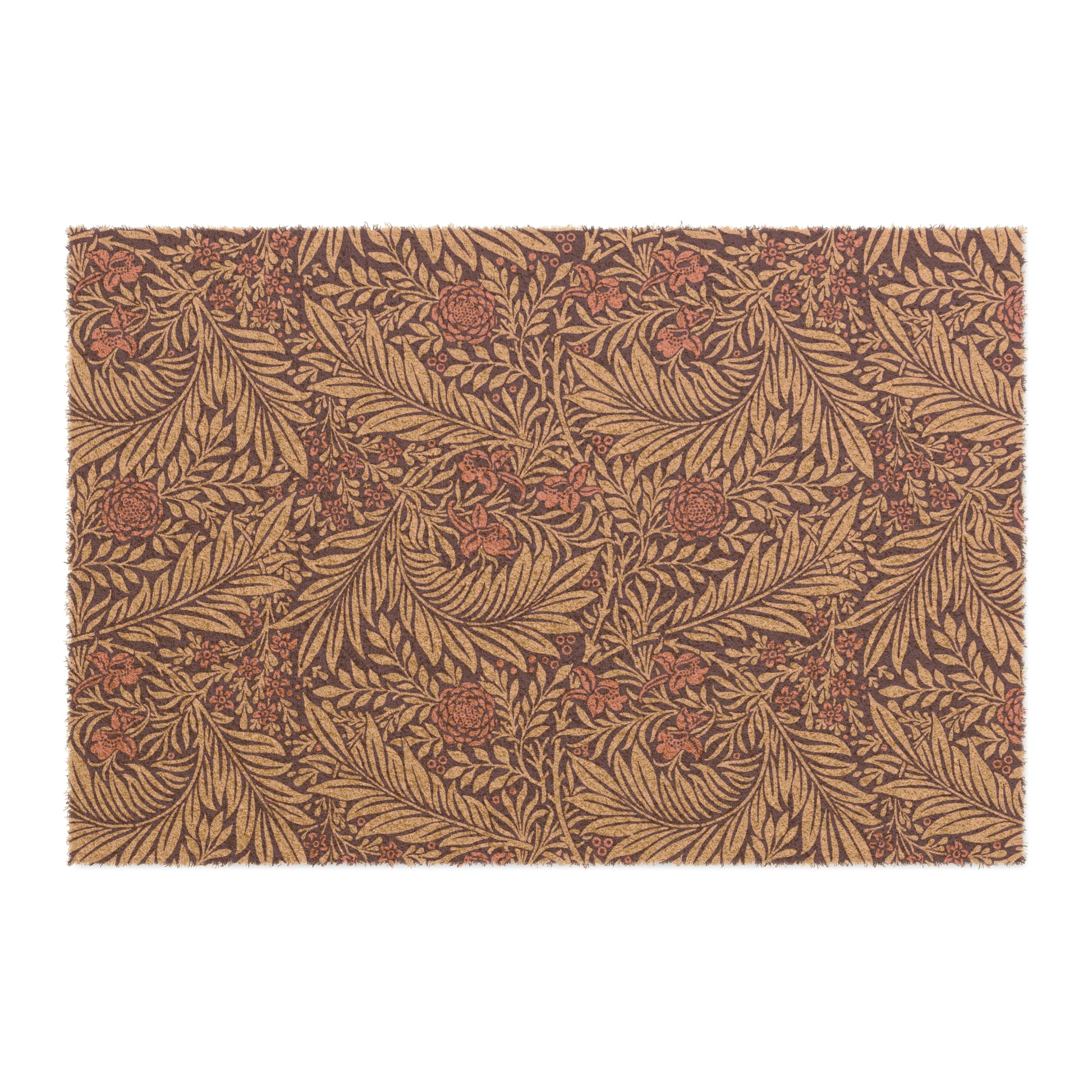 Coconut Coir Doormat in floral pattern of reds, inspired by William Morris & Co from the Larkspur Collection (Red).