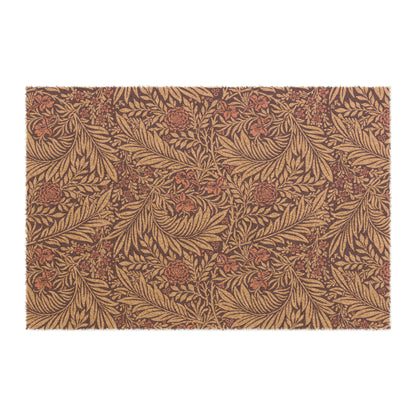 Coconut Coir Doormat in floral pattern of reds, inspired by William Morris & Co from the Larkspur Collection (Red).