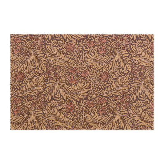 Coconut Coir Doormat in floral pattern of reds, inspired by William Morris & Co from the Larkspur Collection (Red).