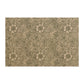 A rectangular area rug featuring a classic William Morris-style floral and leaf pattern in muted taupe, brown, and beige tones, shown flat against a plain white background.