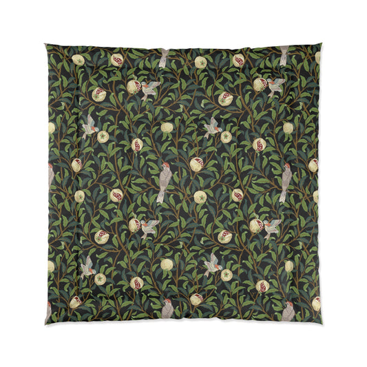 Duvet Comforter with an Arts & Crafts fabric pattern from William Morris & Co from the Bird and Pomegranate Collection (Onyx) 