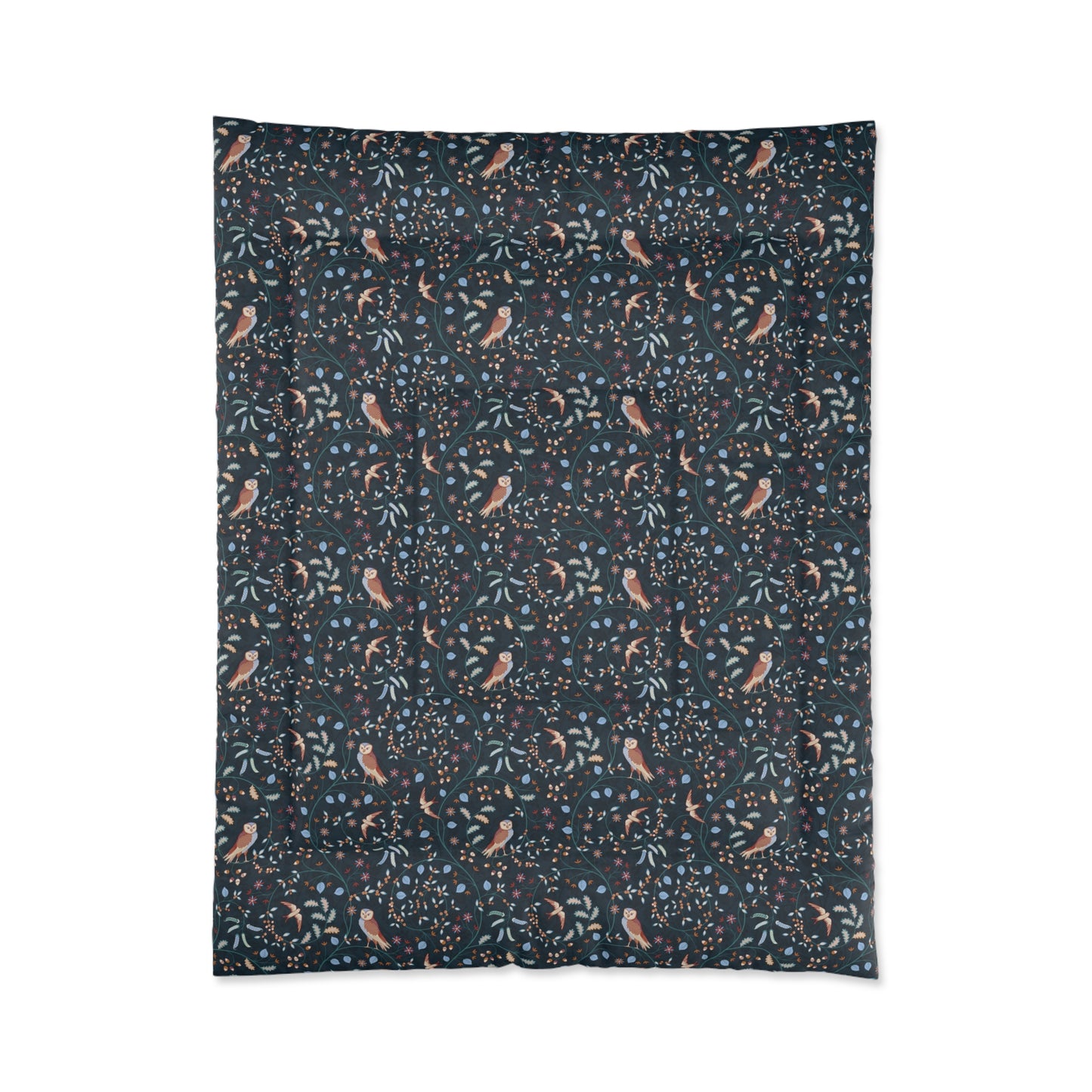 Patterned fabric with small designs on a dark background