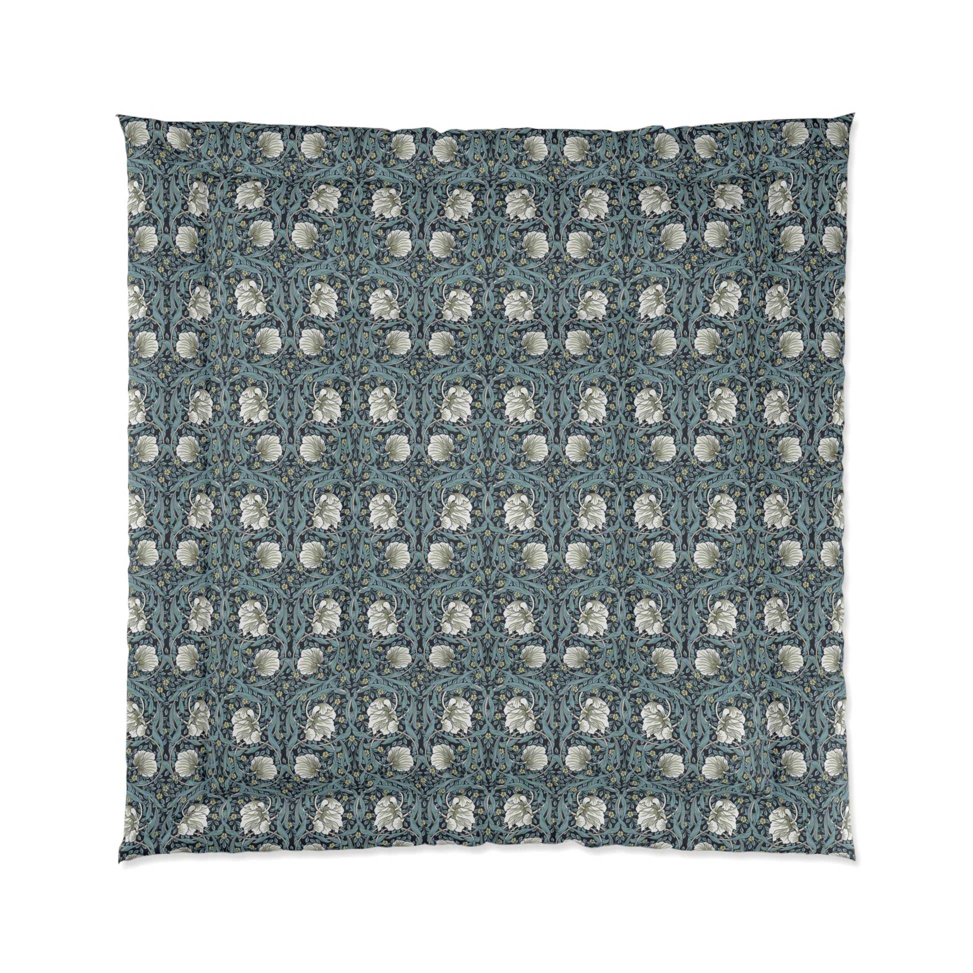 Bedding Comforter inspired by William Morris & Co in a floral pattern called Pimpernel Collection (Slate)