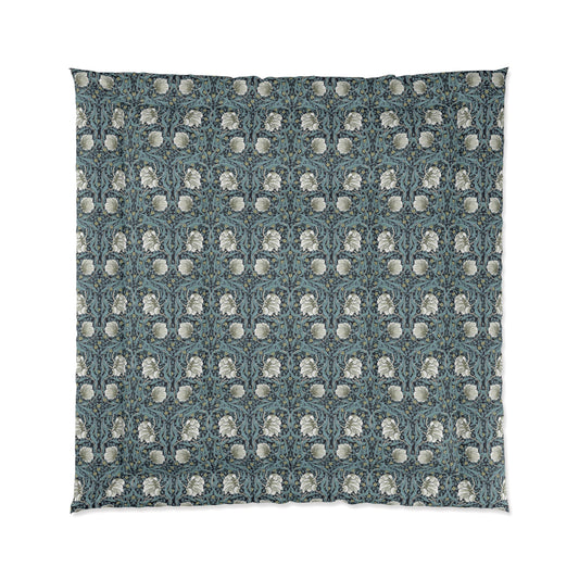 Bedding Comforter inspired by William Morris & Co in a floral pattern called Pimpernel Collection (Slate)