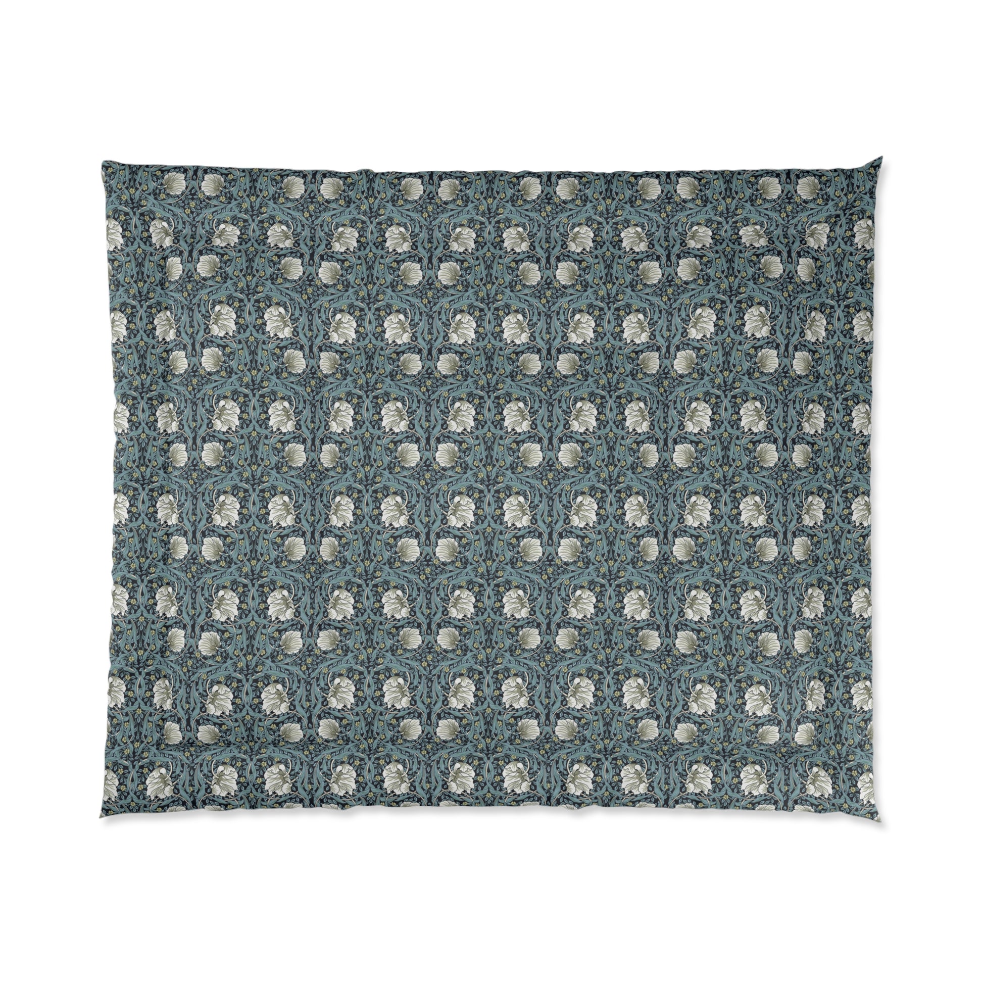 Bedding Comforter inspired by William Morris & Co in a floral pattern called Pimpernel Collection (Slate)