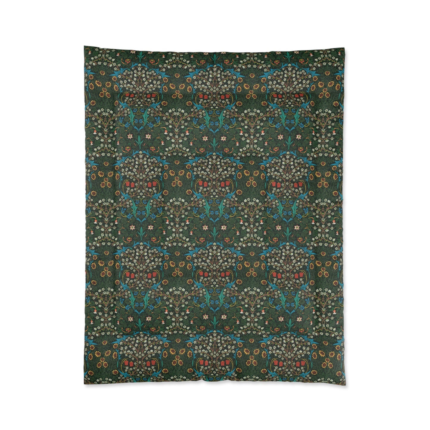 Bedroom Comforter inspired by William Morris & Co in a victorian Art & Crafts pattern of Tulip Collection (Red)