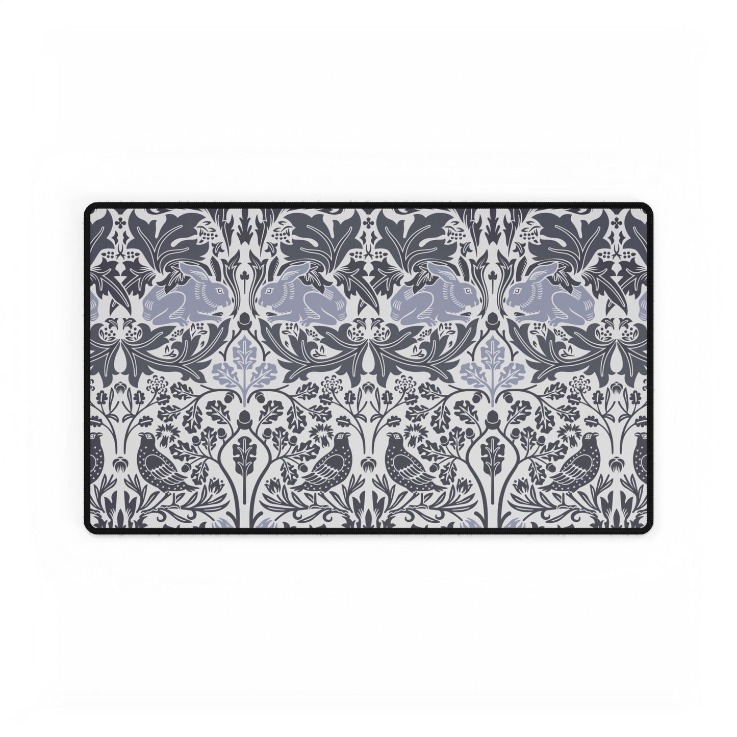 Decorative mat with rabbit and floral pattern on a white background