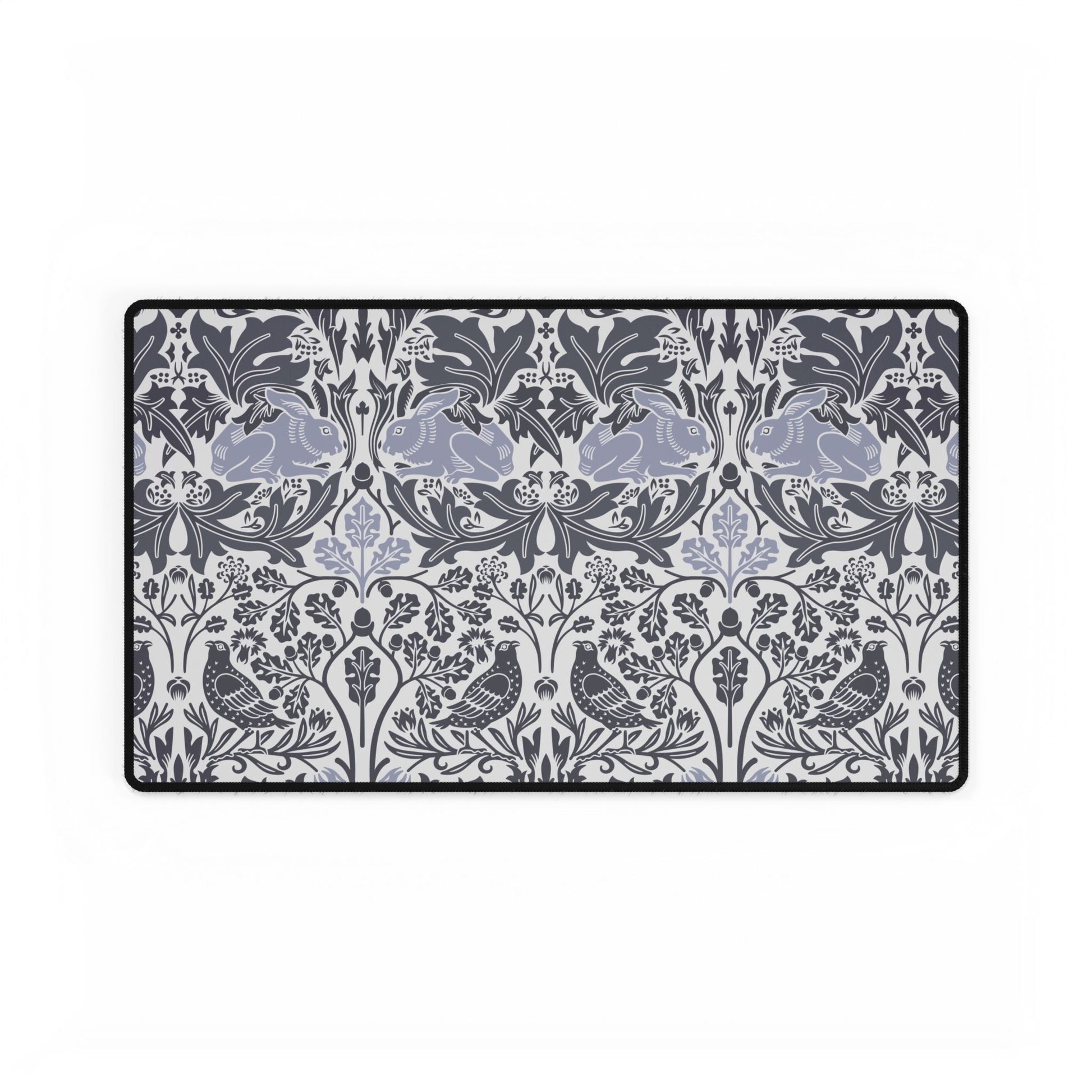 Decorative mat with rabbit and floral pattern on a white background