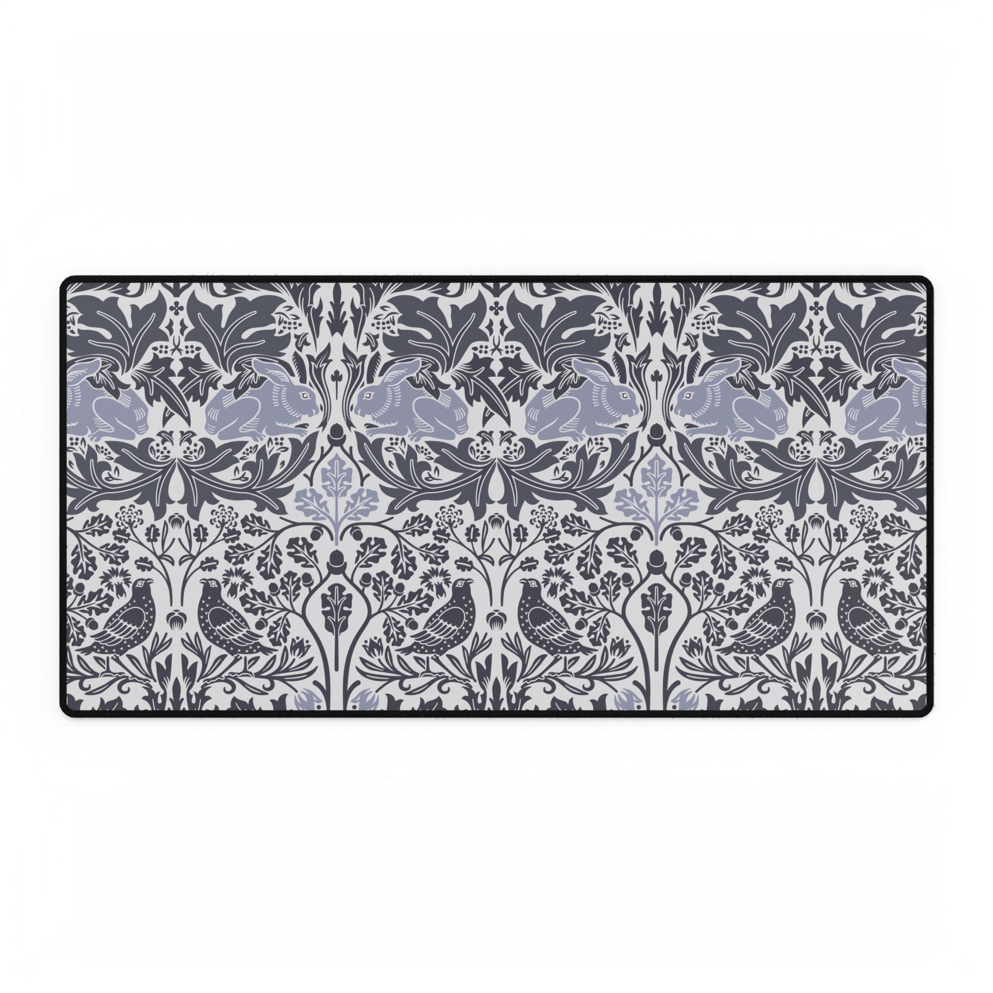 Decorative mat with a floral and bird pattern on a white background