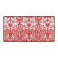 Red and white floral patterned mouse pad on a white background